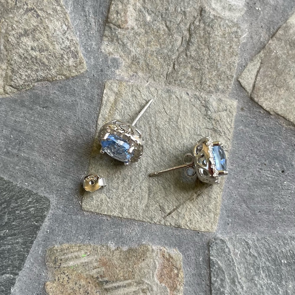 Aquamarine Sterling Silver Stud Earrings